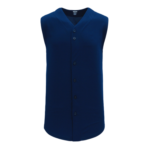 Athletic Knit Full Button Sleeveless Baseball Jersey (BA1812), Color '004 Navy'